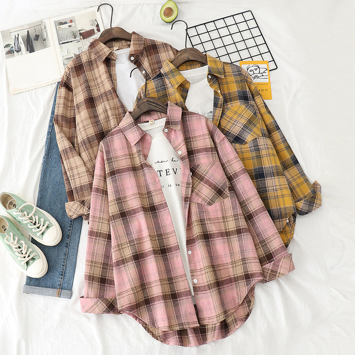 Unisex nan karierte Flanell-Hemdjacke im Oversize-Schnitt mit Brusttasche Echo Archiv