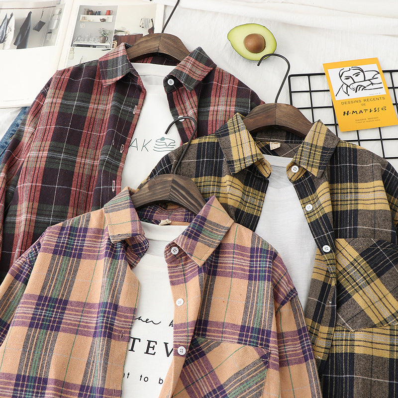 Unisex nan karierte Flanell-Hemdjacke im Oversize-Schnitt mit Brusttasche Echo Archiv