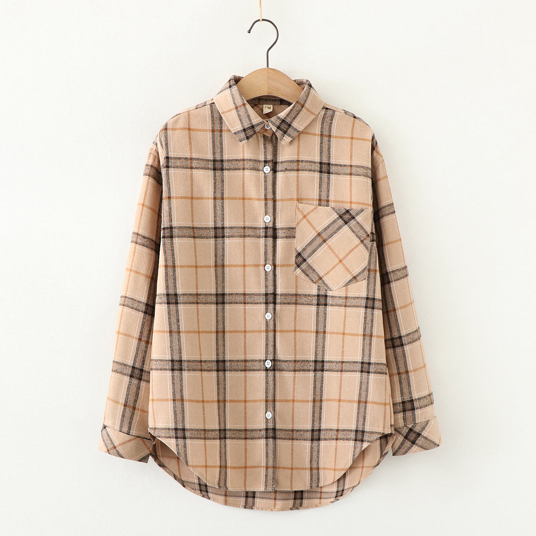 Unisex nan karierte Flanell-Hemdjacke im Oversize-Schnitt mit Brusttasche Echo Archiv