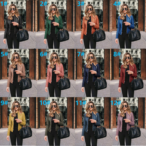 Damen nan schmal geschnittene Lederjacke mit Stehkragen und Zwei-Wege-Reißverschluss Echo Archiv