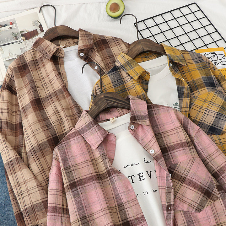 Unisex nan karierte Flanell-Hemdjacke im Oversize-Schnitt mit Brusttasche Echo Archiv