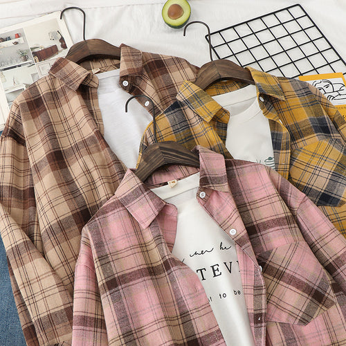 Unisex nan karierte Flanell-Hemdjacke im Oversize-Schnitt mit Brusttasche Echo Archiv