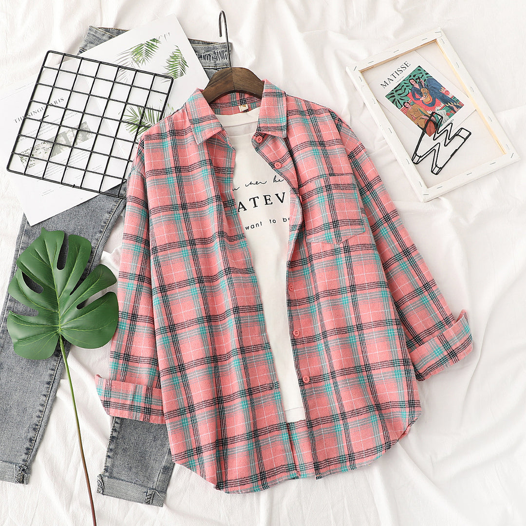 Unisex nan karierte Flanell-Hemdjacke im Oversize-Schnitt mit Brusttasche Echo Archiv