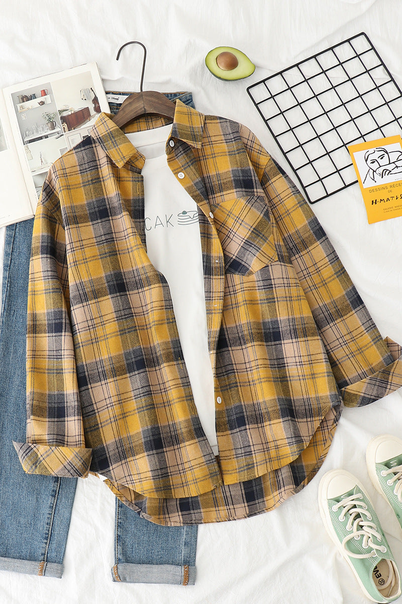 Unisex nan karierte Flanell-Hemdjacke im Oversize-Schnitt mit Brusttasche Echo Archiv