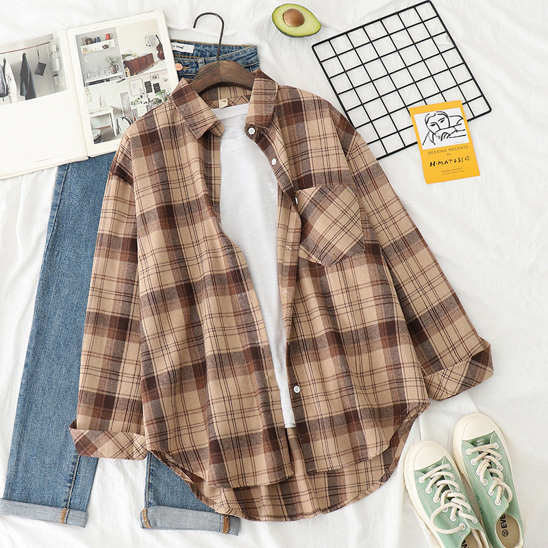 Unisex nan karierte Flanell-Hemdjacke im Oversize-Schnitt mit Brusttasche Echo Archiv