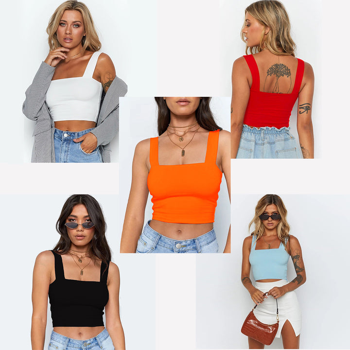 Damen Figurbetontes Crop-Top mit breiten Trägern Echo Archiv