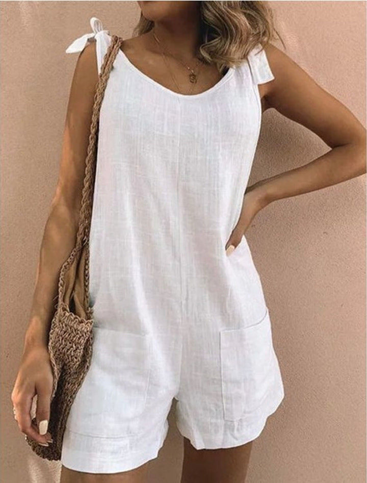 Damen Jumpsuit mit praktischen Taschen und verspielten Schulterbändern Echoarchiv