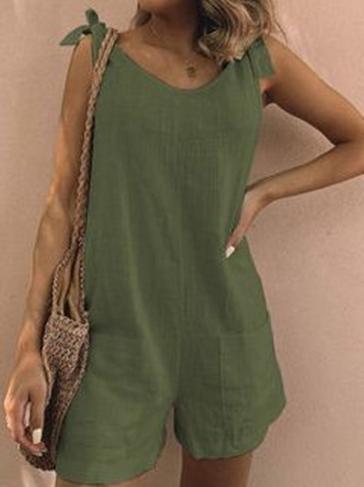 Damen Jumpsuit mit praktischen Taschen und verspielten Schulterbändern Echoarchiv