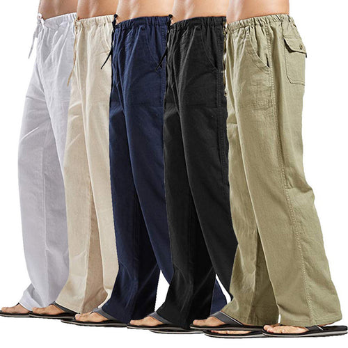 Herren nan lockere Leinenhose mit Tunnelzugbund und geradem Bein Echo Archiv