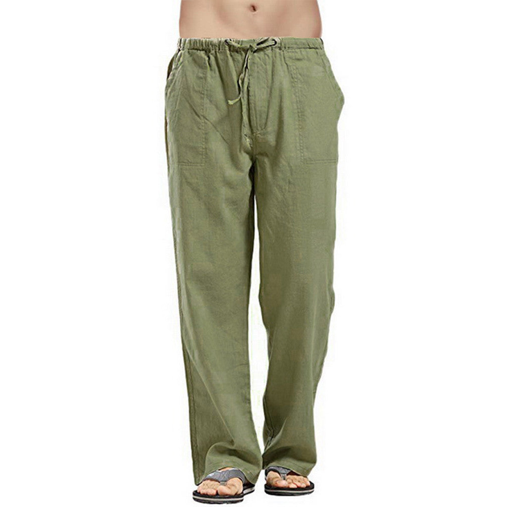 Herren nan lockere Leinenhose mit Tunnelzugbund und geradem Bein Echo Archiv