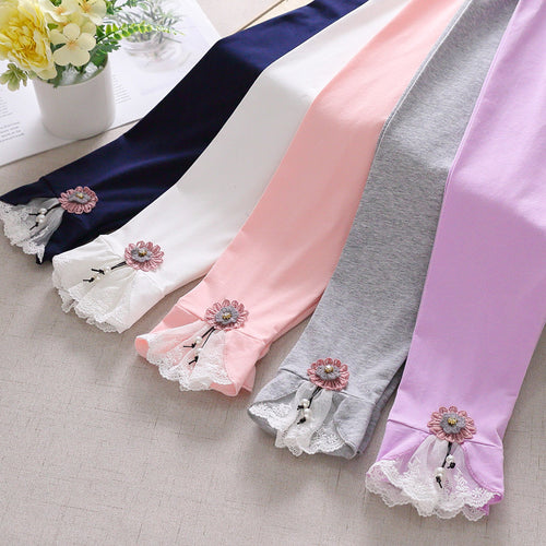 Mädchen Leggings mit bezauberndem Blumen- und Spitzenbesatz Echo Archiv