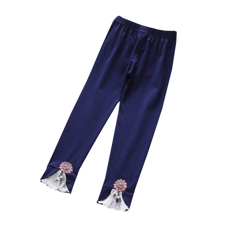Mädchen Leggings mit bezauberndem Blumen- und Spitzenbesatz Echo Archiv