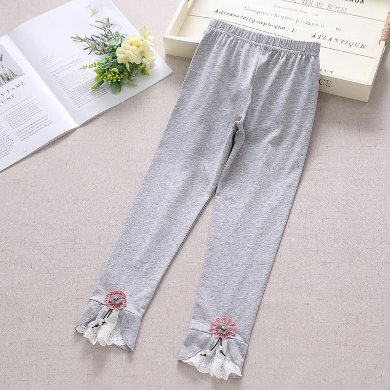 Mädchen Leggings mit bezauberndem Blumen- und Spitzenbesatz Echo Archiv