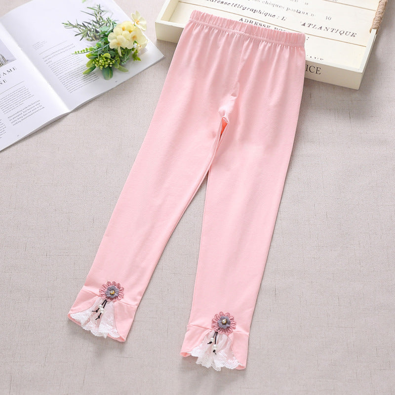 Mädchen Leggings mit bezauberndem Blumen- und Spitzenbesatz Echo Archiv