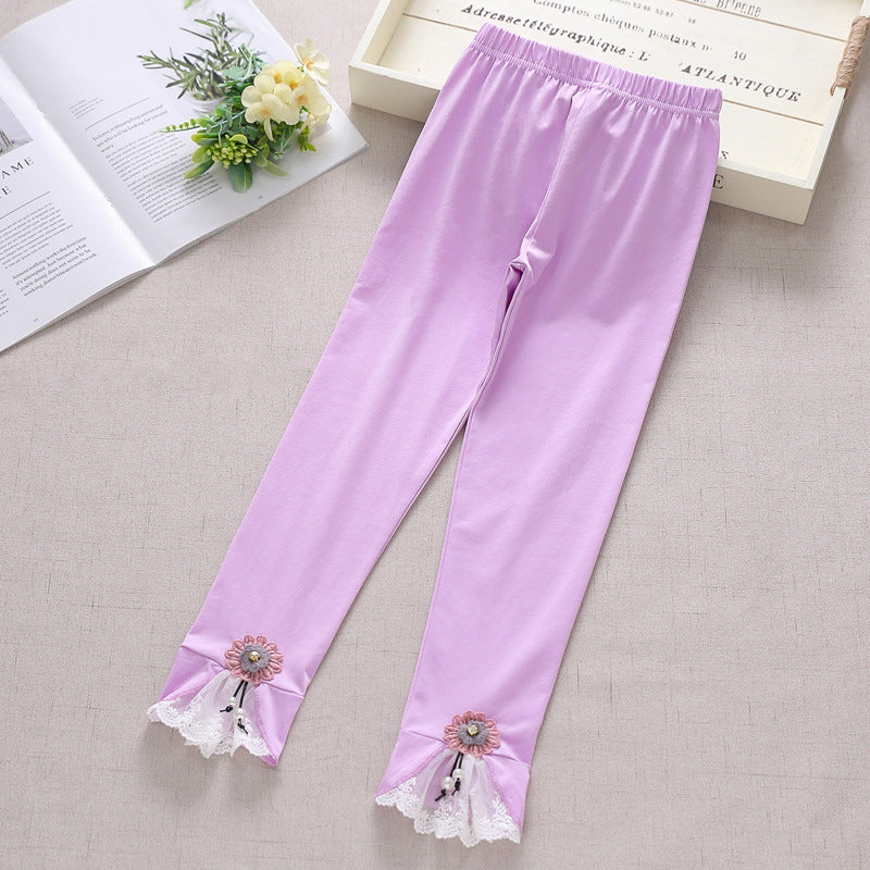 Mädchen Leggings mit bezauberndem Blumen- und Spitzenbesatz Echo Archiv