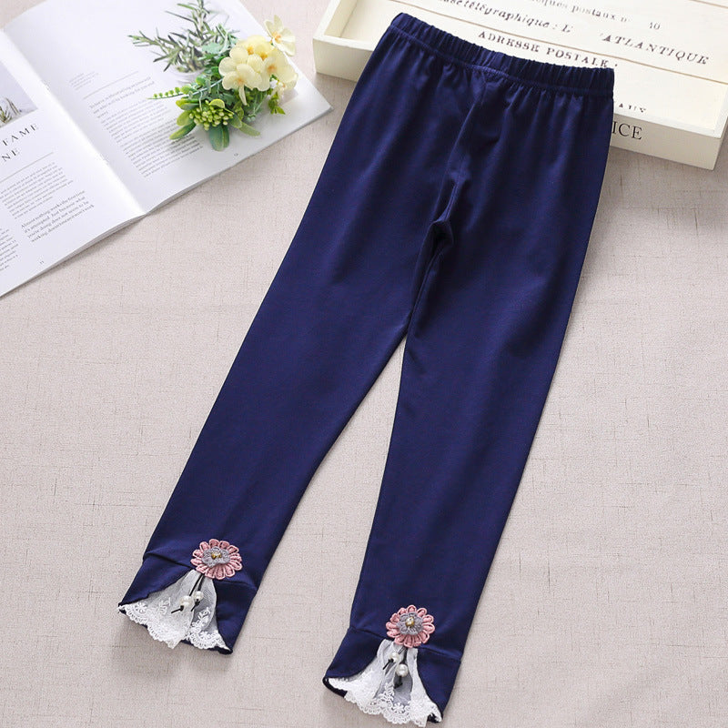 Mädchen Leggings mit bezauberndem Blumen- und Spitzenbesatz Echo Archiv