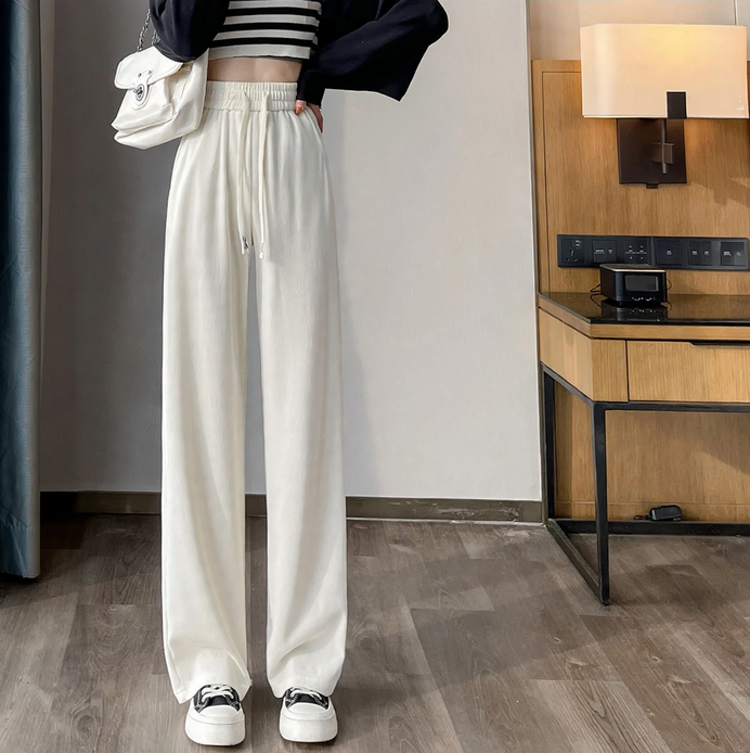 Damen-Cordhose mit hohem Bund, gerade geschnitten