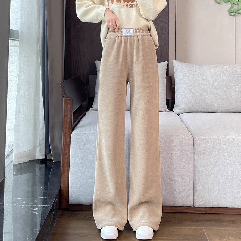 Damen-Cordhose mit Lammfleece, weit geschnitten
