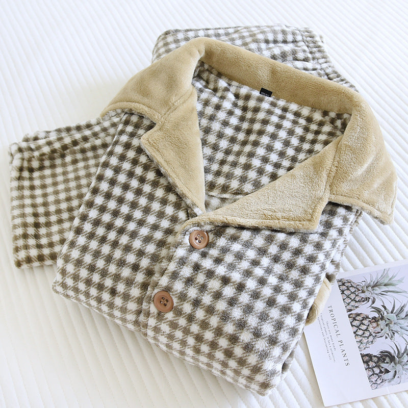 Warmer Flanell-Schlafanzug für Herren, gefüttert
