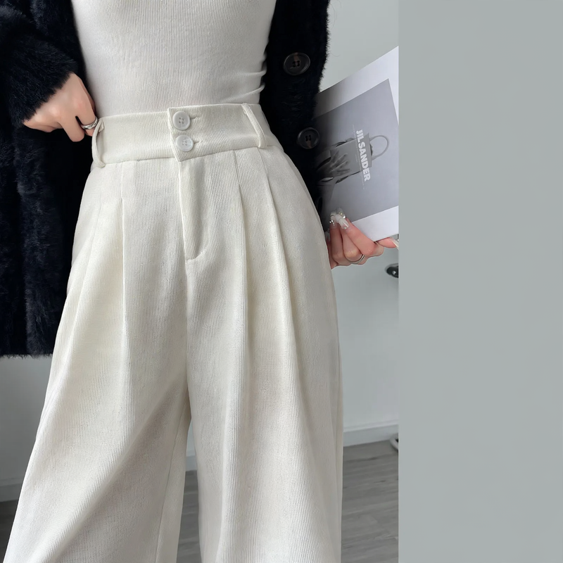 Damen-Cordhose, gerade geschnitten, gefüttert, für Frühling/Herbst