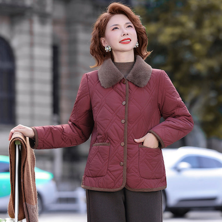 Damen-Winterjacke mit Webpelzkragen und Fütterung