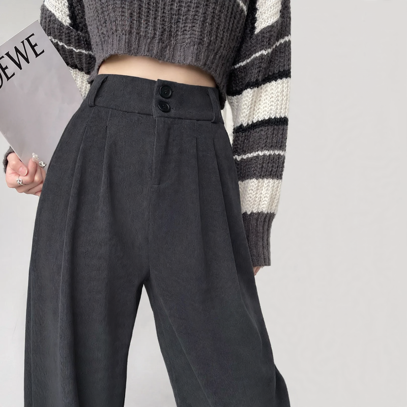Damen-Cordhose, gerade geschnitten, gefüttert, für Frühling/Herbst