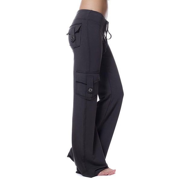 Damen nan lässige Low-Rise Cargo-Loungehose mit weitem Bein, breitem Komfortbund und dekorativen Klappentaschen Echo Archiv