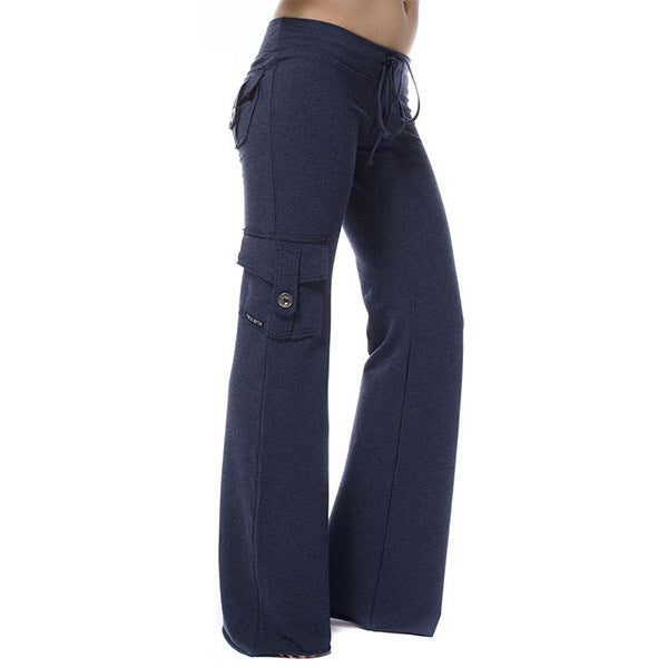 Damen nan lässige Low-Rise Cargo-Loungehose mit weitem Bein, breitem Komfortbund und dekorativen Klappentaschen Echo Archiv
