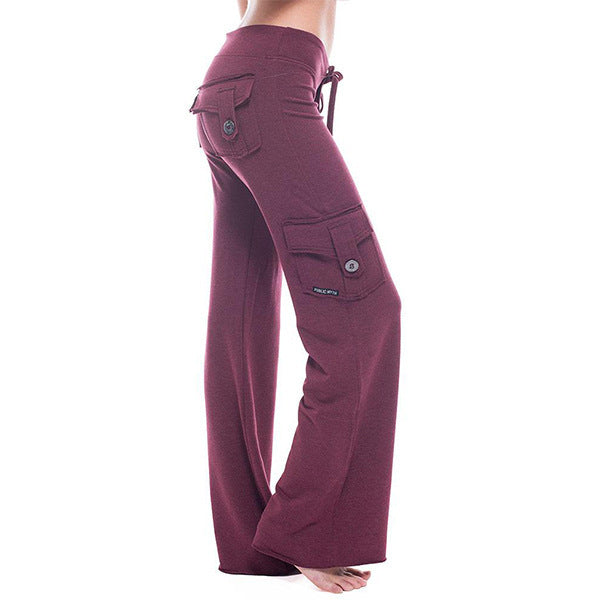 Damen nan lässige Low-Rise Cargo-Loungehose mit weitem Bein, breitem Komfortbund und dekorativen Klappentaschen Echo Archiv