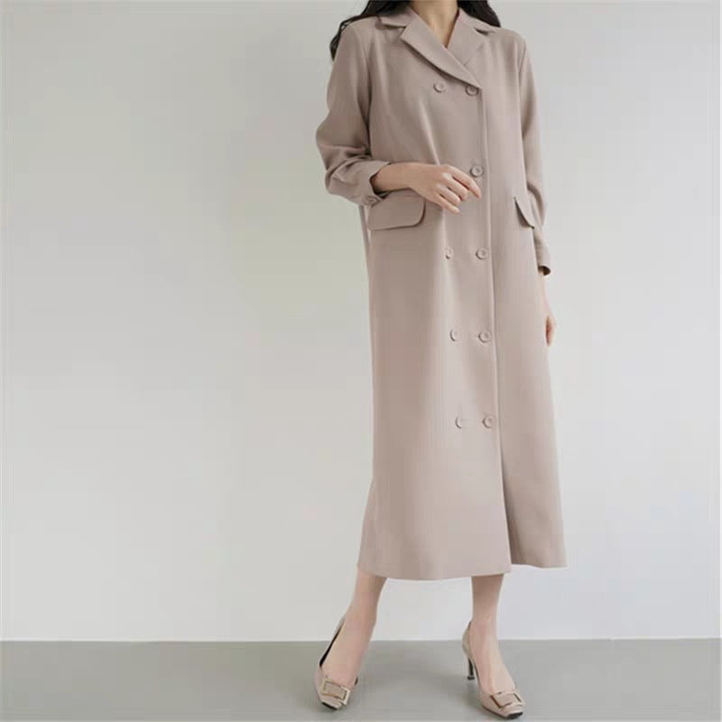 Damen Langer Dustercoat mit plissiertem Rückenpanel und kastiger Silhouette Echoarchiv