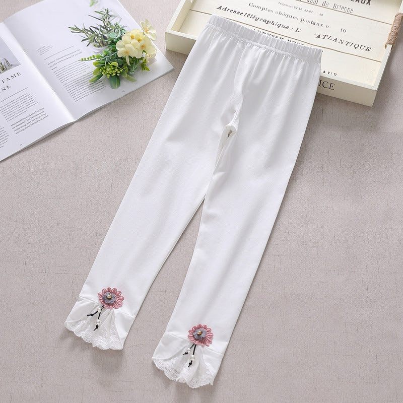 Mädchen Leggings mit bezauberndem Blumen- und Spitzenbesatz Echo Archiv