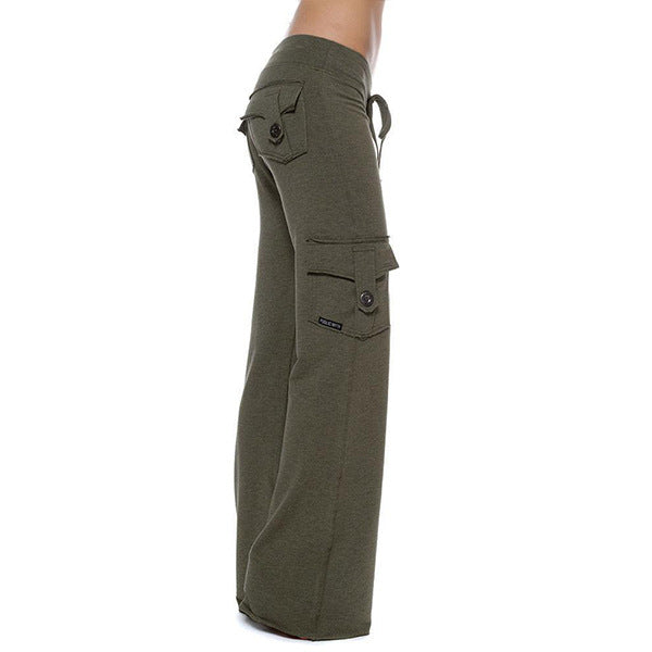 Damen nan lässige Low-Rise Cargo-Loungehose mit weitem Bein, breitem Komfortbund und dekorativen Klappentaschen Echo Archiv