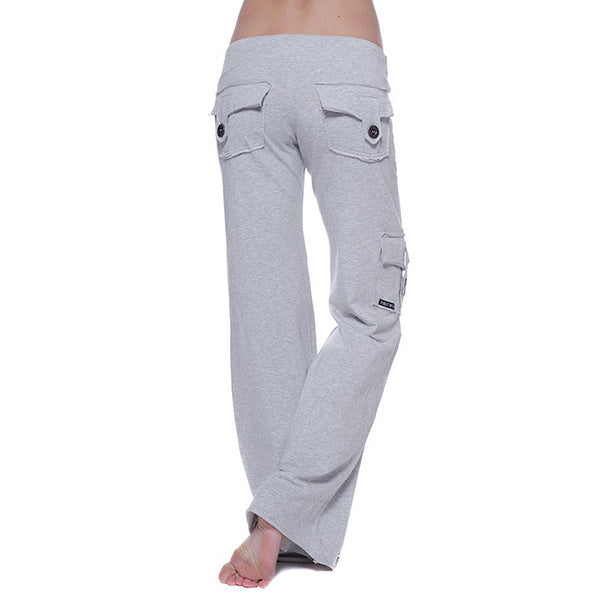 Damen nan lässige Low-Rise Cargo-Loungehose mit weitem Bein, breitem Komfortbund und dekorativen Klappentaschen Echo Archiv