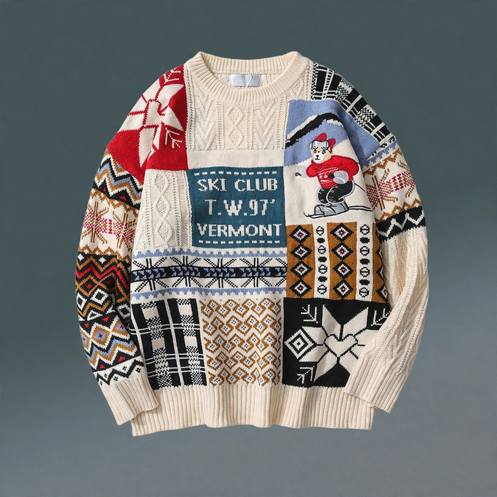 Nordischer Retro-Strickpullover, gefüttert, für Damen und Herren