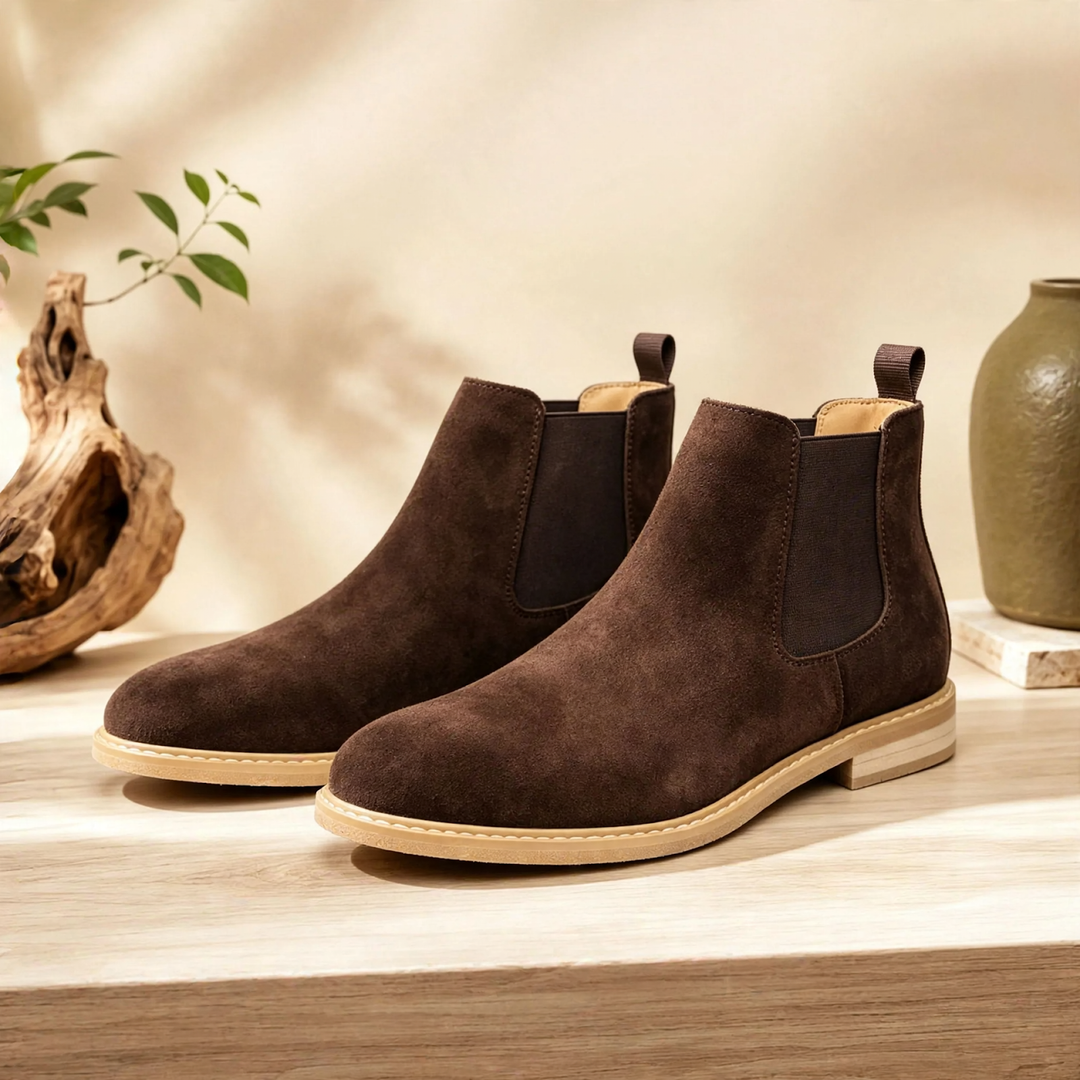 Herren-Chelsea-Stiefel aus Leder, mittelhoher Schaft