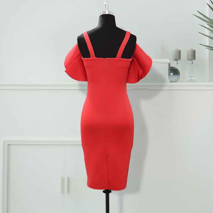 Damen Figurbetontes Rüschendes Cocktailkleid Echo Archiv