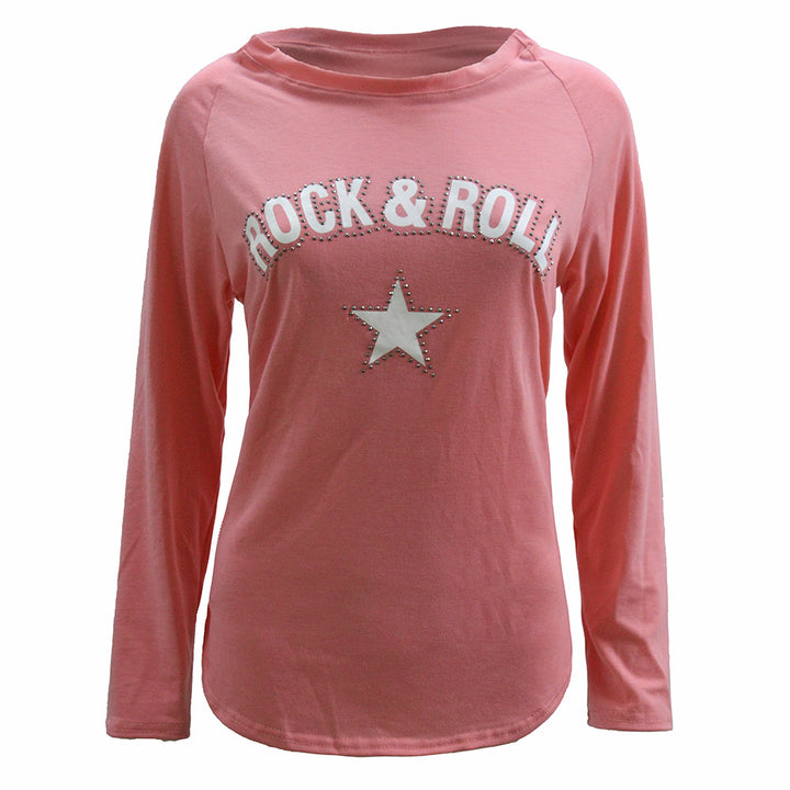 Damen Oversize-Sweatshirt mit Rock-and-Roll-Print und Sternapplikation Echoarchiv