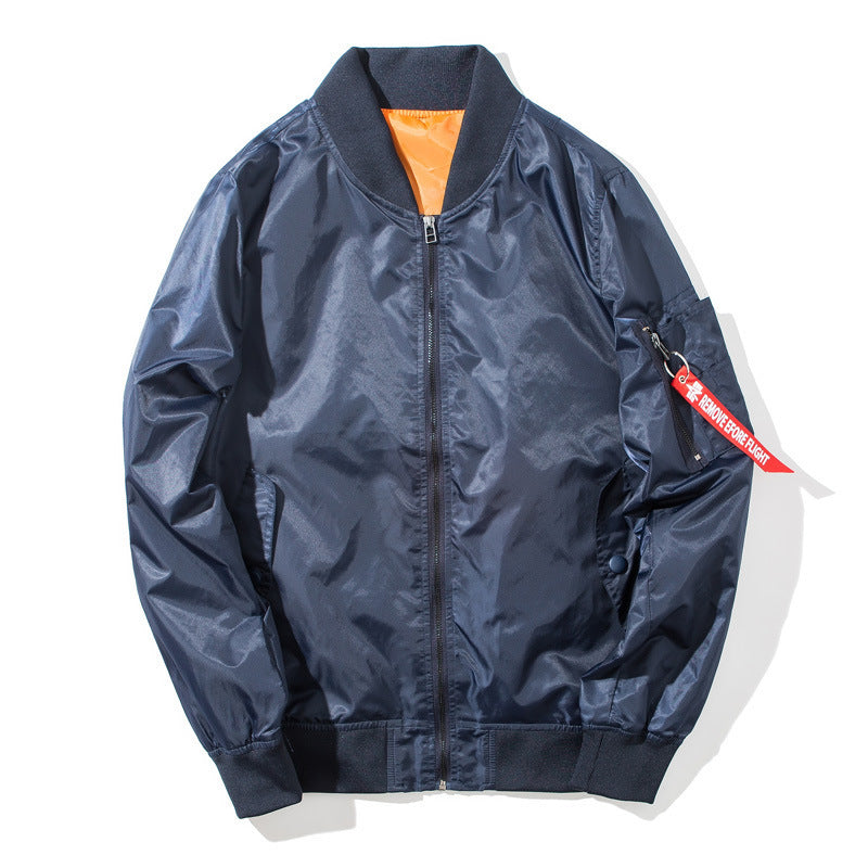 Herren Flieger-Bomberjacke mit kontrastierendem Innenfutter, Reißverschluss-Ärmeltasche & gerippten Bündchen Echoarchiv