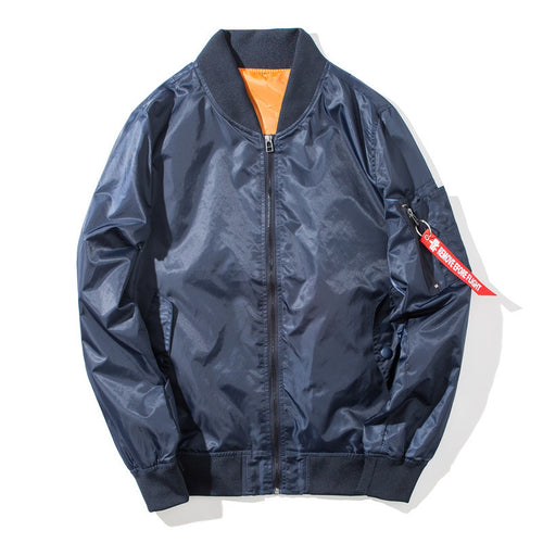 Herren Flieger-Bomberjacke mit kontrastierendem Innenfutter, Reißverschluss-Ärmeltasche & gerippten Bündchen Echoarchiv