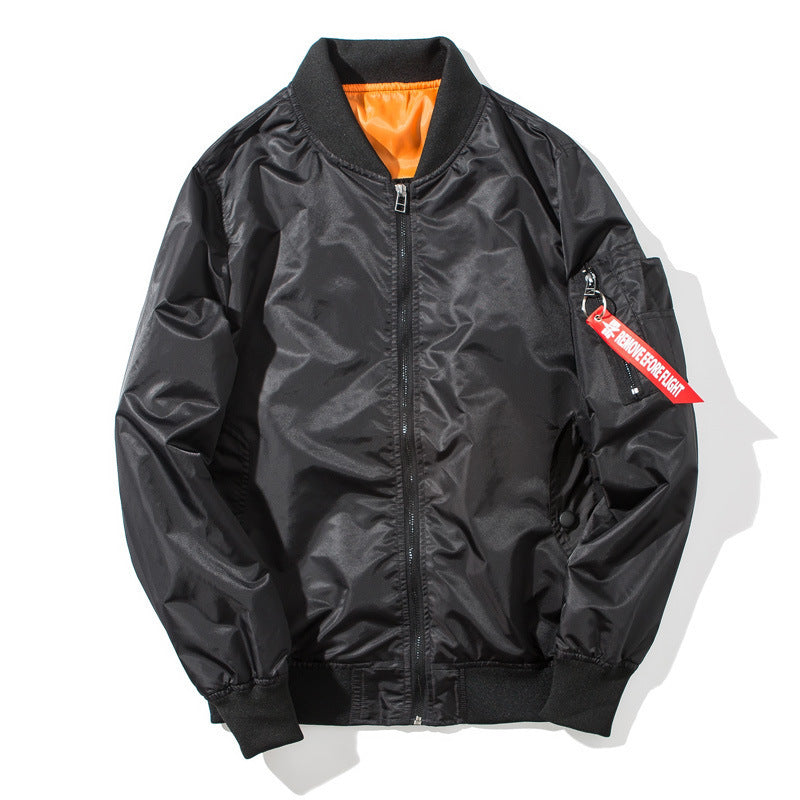 Herren Flieger-Bomberjacke mit kontrastierendem Innenfutter, Reißverschluss-Ärmeltasche & gerippten Bündchen Echoarchiv