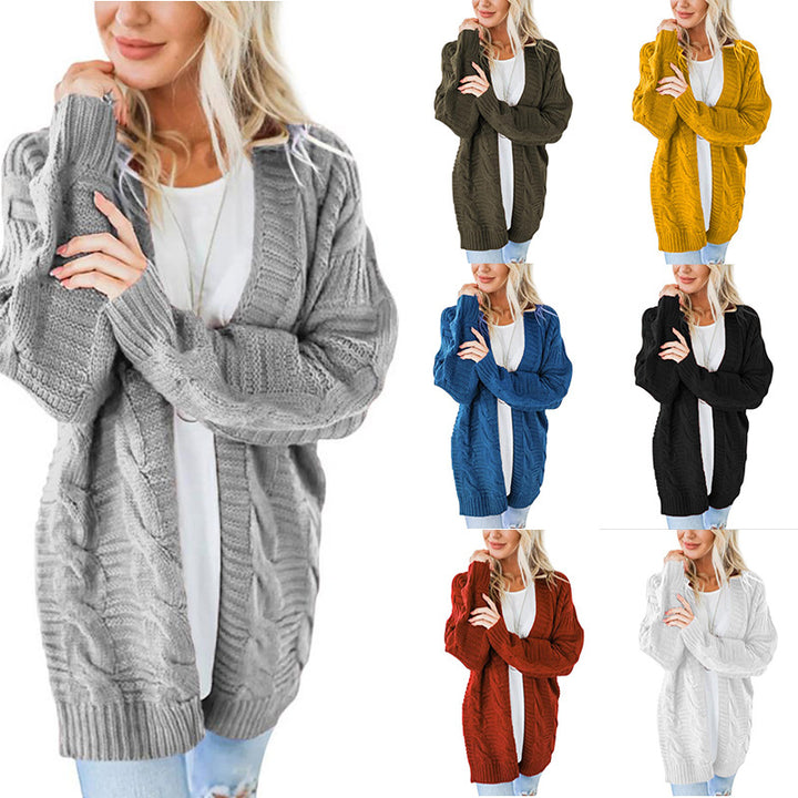 Damen nan langer oversize Strickcardigan mit Zopfmuster und V-Ausschnitt Echo Archiv