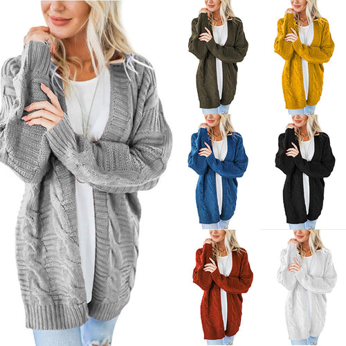 Damen nan langer oversize Strickcardigan mit Zopfmuster und V-Ausschnitt Echo Archiv