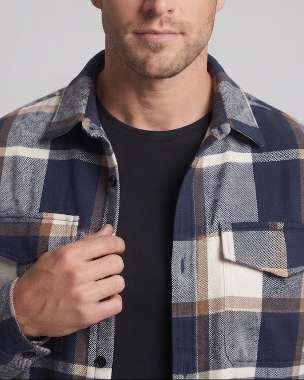 Herren Karierte Overshirt-Hemdenjacke aus Flanell mit Brusttaschen Echo Archiv