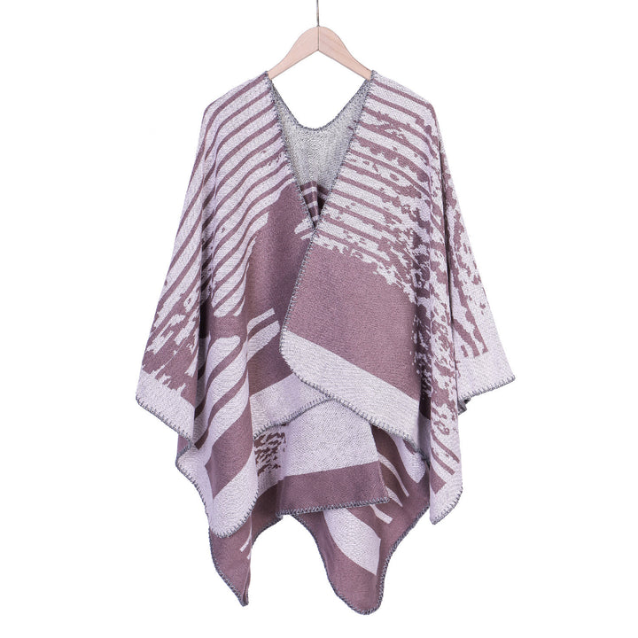 Damen Jacquard-Ruana im Oversize-Kimono-Fall aus Feinstrick Echo Archiv
