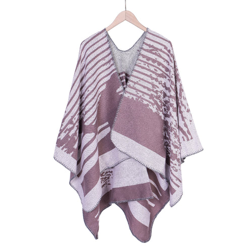 Damen Jacquard-Ruana im Oversize-Kimono-Fall aus Feinstrick Echo Archiv