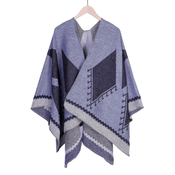 Damen Oversize-Ruana im Ethno-Jacquard mit V-Ausschnitt Echo Archiv