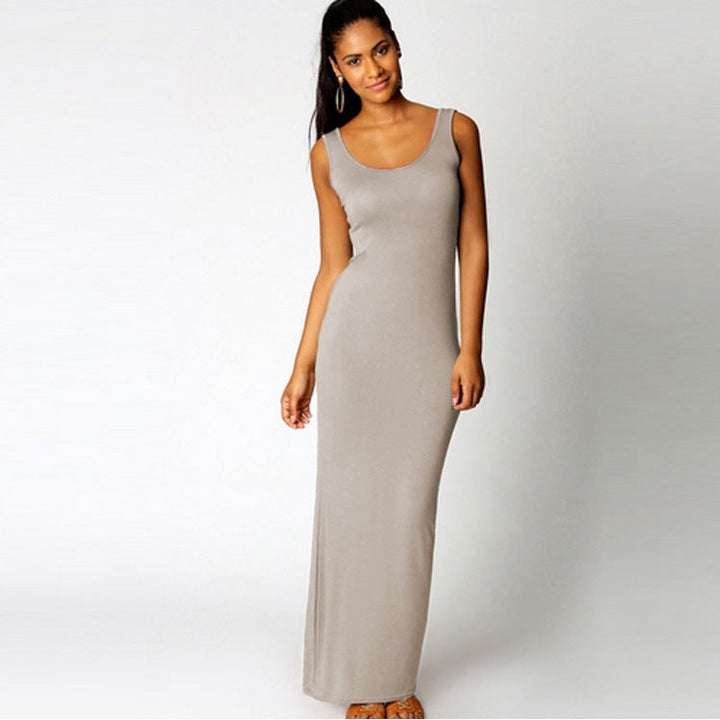 Damen Maxikleid Aus Weichem Jersey mit Tiefem Rundhalsausschnitt Echoarchiv