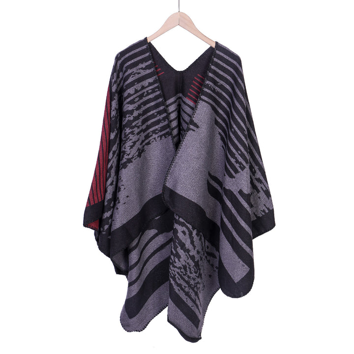 Damen Jacquard-Ruana im Oversize-Kimono-Fall aus Feinstrick Echo Archiv