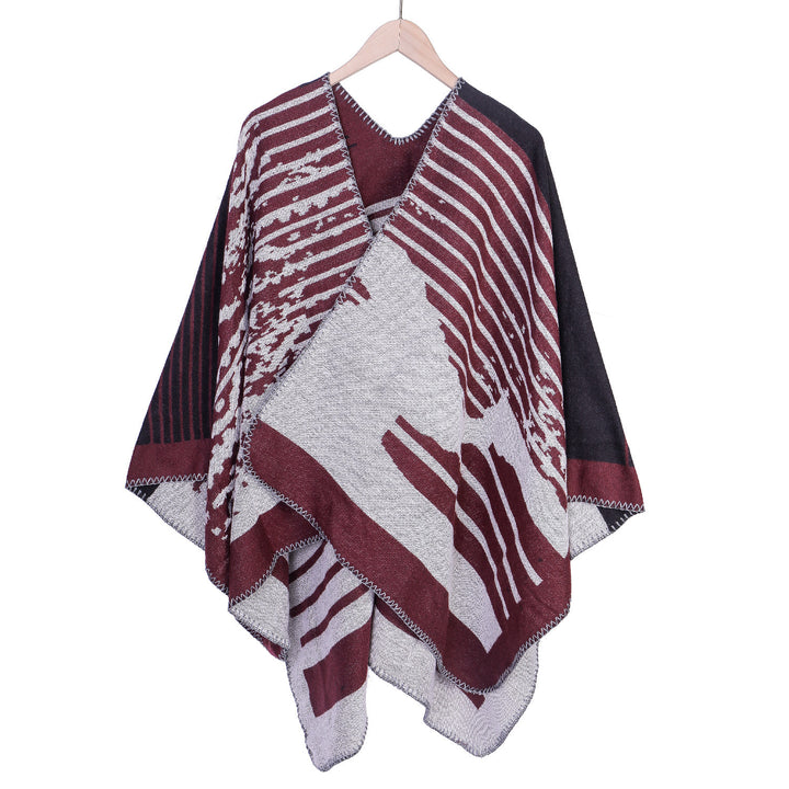 Damen Jacquard-Ruana im Oversize-Kimono-Fall aus Feinstrick Echo Archiv