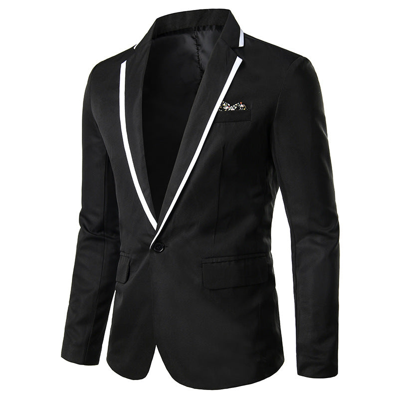 Herren nan einreihiges Abend-Sakko mit kontrastpaspel, Schalkragen-Optik und tailliertem Slim-Fit Echo Archiv